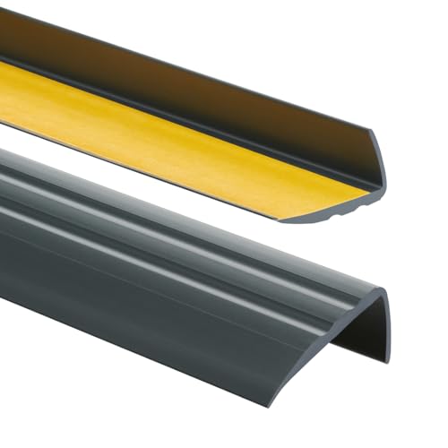 ProfiPVC Treppenkantenprofil PVC 50x25mm, 165 cm - Selbstklebend Winkelprofil Anti-Rutsch Treppenkante, Anthrazit von ProfiPVC