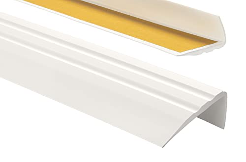 ProfiPVC Treppenkantenprofil PVC 50x25mm, 165 cm - Selbstklebend Winkelprofil Anti-Rutsch Treppenkante, Weiß von ProfiPVC