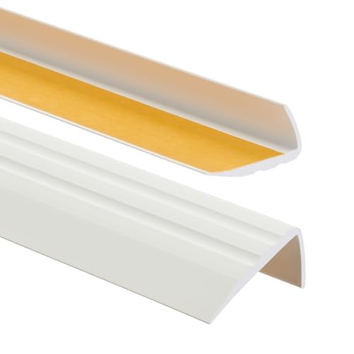 ProfiPVC Treppenkantenprofil PVC 50x25mm, 180 cm - Selbstklebend Winkelprofil Anti-Rutsch Treppenkante, Weiß von ProfiPVC