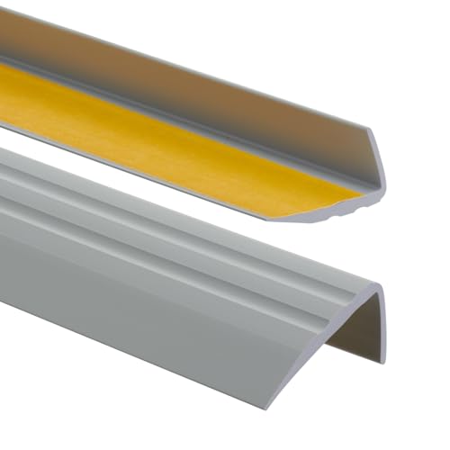 ProfiPVC Treppenkantenprofil PVC 50x25mm, 200 cm - Selbstklebend Winkelprofil Anti-Rutsch Treppenkante, Grau von ProfiPVC
