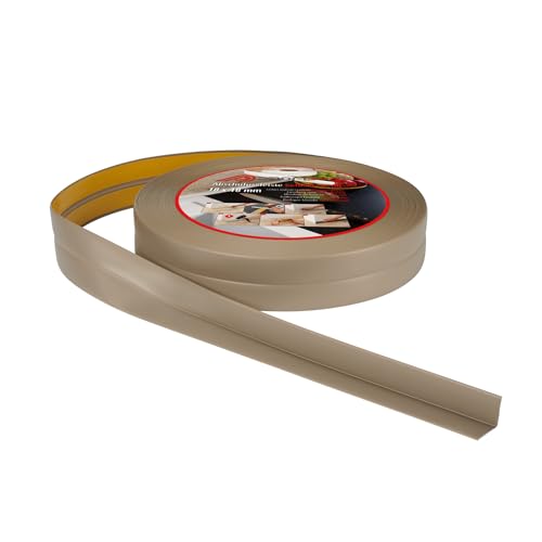 ProfiPVC Weichsockelleiste 18x18mm 30 Meter für Küche und Badezimmer, selbstklebende Abschlussleiste aus PVC, flexible Knickleiste - Fugendichtungsband, messing von ProfiPVC