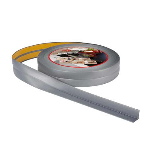 ProfiPVC Weichsockelleiste 18x18mm 5 Meter für Küche und Badezimmer, selbstklebende Abschlussleiste aus PVC, flexible Knickleiste - Fugendichtungsband, silber von ProfiPVC