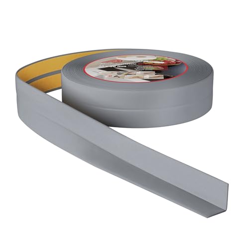 ProfiPVC Weichsockelleiste 30x30mm 15 Meter für Küche und Badezimmer, selbstklebende Abschlussleiste aus PVC, flexible Knickleiste - Fugendichtungsband, silber von ProfiPVC