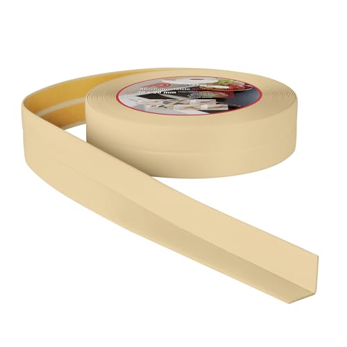 ProfiPVC Weichsockelleiste 30x30mm 5 Meter für Küche und Badezimmer, selbstklebende Abschlussleiste aus PVC, flexible Knickleiste - Fugendichtungsband, cremefarbe von ProfiPVC