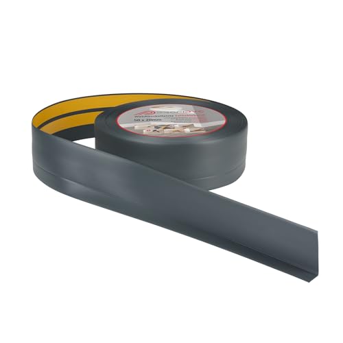 ProfiPVC Weichsockelleiste - Abschlussleiste aus PVC 50x20mm 15 Meter, selbstklebende Bodenleiste, flexible Knickleiste, auch für Küche und Badezimmer, Premium Weich Sockelleiste, Anthrazit von ProfiPVC