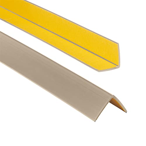 ProfiPVC Winkelprofil 30x30mm, 165cm - Kunststoffwinkel aus PVC-Gummi - selbstklebend Kantenschutzprofil, elastischer Kantenschutz - Eckschutzprofil, einfache Montage - Beige von ProfiPVC