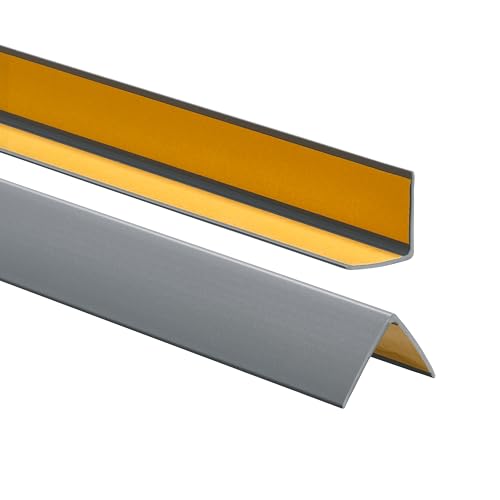 ProfiPVC Winkelprofil 35x35mm, 130cm - Kunststoffwinkel aus PVC-Gummi - selbstklebend Kantenschutzprofil, elastischer Kantenschutz - Eckschutzprofil, einfache Montage - Silber von ProfiPVC
