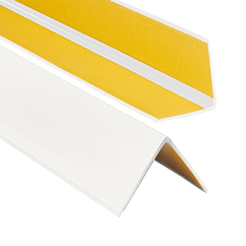 ProfiPVC Winkelprofil 50x50mm, Kunststoffwinkel aus PVC-Gummi - selbstklebend Kantenschutzprofil, elastischer Kantenschutz - Eckschutzprofil, einfache Montage - 100cm, Weiß von ProfiPVC
