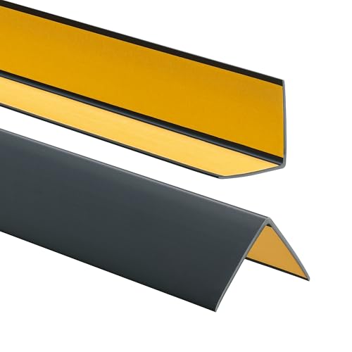 ProfiPVC Winkelprofil 50x50mm, Kunststoffwinkel aus PVC-Gummi - selbstklebend Kantenschutzprofil, elastischer Kantenschutz - Eckschutzprofil, einfache Montage - 200cm, Anthrazit von ProfiPVC