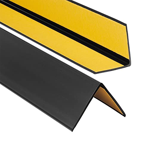 ProfiPVC Winkelprofil 50x50mm, Kunststoffwinkel aus PVC-Gummi - selbstklebend Kantenschutzprofil, elastischer Kantenschutz - Eckschutzprofil, einfache Montage - 200cm, Schwarz von ProfiPVC