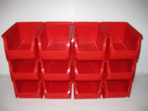 ProfiPlus 12 Stapelboxen, Lagerboxen, Sichtboxen, Allit Gr. 3 rot B.=119 x T.=189 x H.=105 mm von ProfiPlus