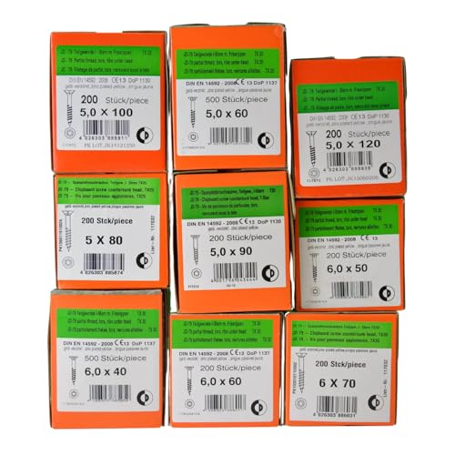 Dresselhaus Spanplattenschrauben Torx 4x35 mm 1000 Stück - JD79 Holzschrauben mit ETA Zulassung - Teilgewinde Senkkopf Fräsrippen - verzinkt von Profica
