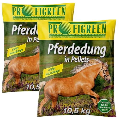 Pferdedung in Pellets 21 kg (2 x 10,5 kg) Mist Pferdemist Universal Dünger Rosen von Profigreen