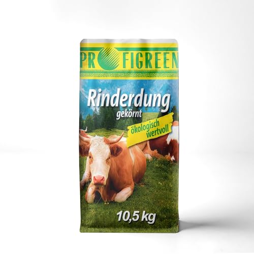 ProfiGreen Rinderdung in Pellets 10,5 kg | Gekörnter Rindermist als Dünger für Garten, Rasen und Beete | ideal für Startdüngung, natürlicher Universaldünger | Rosendünger von Profigreen