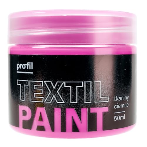 Profil TEXTIL PAINT - Farbe für Dunkle Stoffe - für Denim, Leinen, Kord und andere - gut für Leinwand, Holz, Wände, Decoupage - 15 Farben - 50 ml - Rosa - 1 Stück von Profil