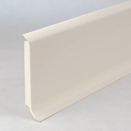 10 Meter Fußleisten | Sockelleisten 60 x 12.8 mm25560-0101 aus PVC Hartschaum mit durchgefärbter Weichlippe| Kunststoff-Leiste Weiß | Weiße Sockelleiste von Profileisten
