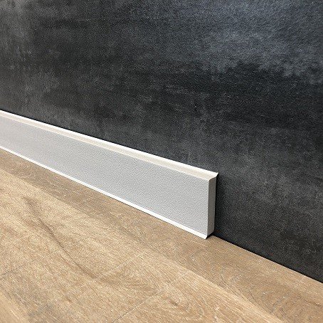 15 Meter Fußleisten | Sockelleisten 60 x 12 mm"10650-1236" aus PVC Hartschaum | Kunststoff-Leiste Hell Grau von Profileisten