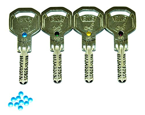 SN-TEC Austausch Glas Kugel "Blau" für BKS Janus Schlüssel der Serie 45 und 46 (10 Stück) von SN-TEC