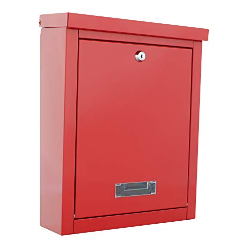 Profirst Briefkasten Mail PM 470 Rot Stahlblech (HxBxT) 400x310x135 mm Zylinderschloss Wandbriefkasten Namensschildhalter Sichtfenster inklusive Befestigungsmaterial von Profirst