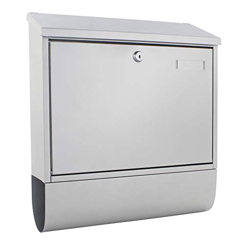 Profirst Briefkastenset Mail PM 330 Silber Zylinderschloss 2 Schlüssel BxH 36,5x41,5cm Zeitungsrolle Wandbriefkasten Namensschildhalter inkl. Befestigungsmaterial von Profirst