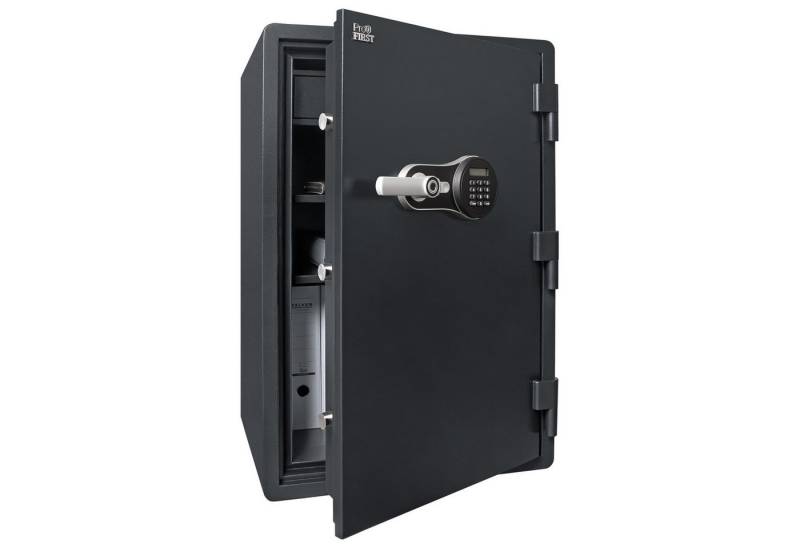 Profirst Feuerschutztresor FireGuard 90 Elektronikschloss mit Fingerprint (Notöffnung, Panikverschluss, LED-Beleuchtung, 2 verstellbare Fachböden, inkl. Befestigungsmaterial, 920x600x570 mm), 60 Minuten Feuerschutz nach UL-Test von Profirst