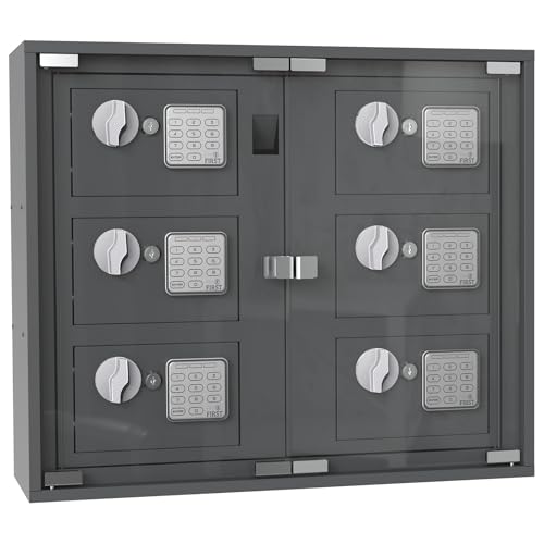 Profirst LockMaster Schlüsselausgabe Elektronikschloss Notöffnung Stahl Anthrazit Kunststoffscheibe 6 Fächer inkl. Befestigungsmaterial von Profirst