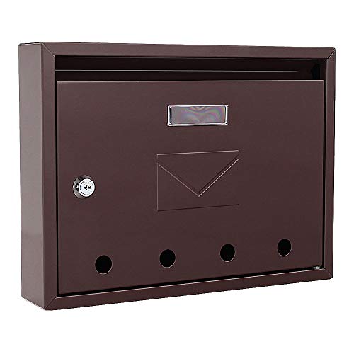 Profirst Mail PM 100 Briefkasten Braun Stahl HXB 32x24 cm Zylinderschloss 2 Schlüssel Namensschildhalter Sichtfenster inkl. Montagematerial von Profirst