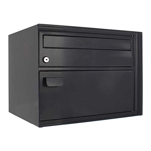 Profirst Mail PM 180 Paketbriefkasten Stahlblech Zylinderschloss 2 Schlüssel Zwei Einwürfe Paketfach Schnappverschluss inkl. Befestigungsmaterial von Profirst