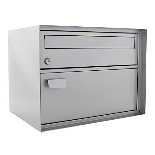 Profirst Mail PM 200 Briefkasten Silber HxBxT 310x415x305 mm unterer Einwurf mit Schnappverschluss oberer Einwurf Zylinderschloss mit 2 Schlüssel freistehend oder Wandmontage von Profirst