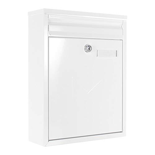 Profirst Mail PM 250 Briefkasten Weiß Stahlblech Zylinderschloss 2 Schlüssel HxBxT 320x250x85 mm beidseitiger Einwurf Namensschildhalter inklusive Befestigungsmaterial von Profirst