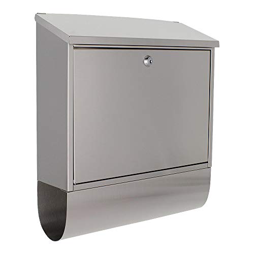 Profirst Briefkasten Mail PM 330 Zylinderschloss mit 2 Schlüssel Edelstahl Zeitungsrolle Wandbriefkasten einseitiger Einwurf inkl. Befestigungsmaterial von Profirst