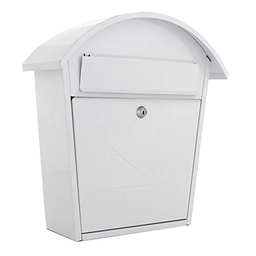 Profirst Mail PM 710 Briefkasten Weiß Stahl, BxH 36 x 38 cm, Zylinderschloss inkl. 2 Schlüssel, Türöffnungsstopp, Schutzdach, inkl. Montagematerial von Profirst