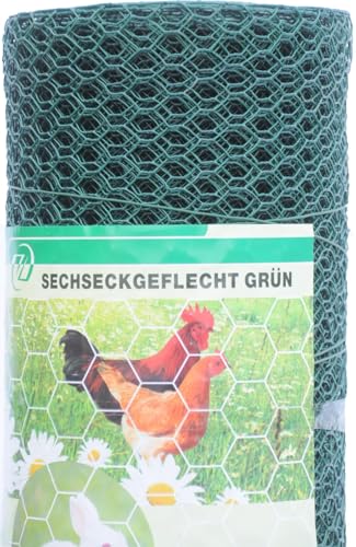 Maschendrahtzaun Kaninchendraht Kükendraht 10 Meter Hasendraht grün Draht 100 cm Höhe Sechseckgeflecht Sechseckdraht (Maschenweite: 25x25 mm, Länge: 10 Meter) von Profishop-Bremen