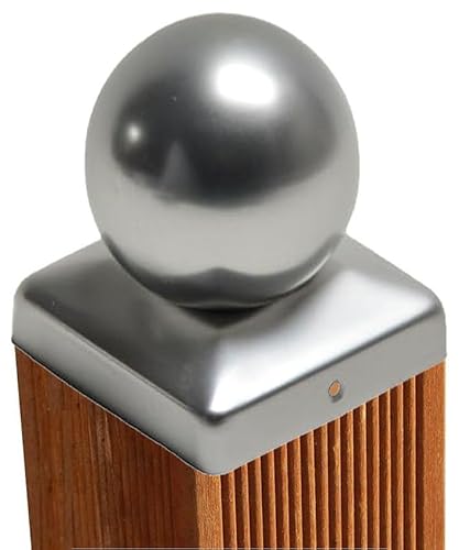 Pfostenkappen Aluminium mit Kugel inkl. VA-Schrauben Zaunkappe Pfahlkappe ALU Zierkappen rostfrei (81x81 mm) von Profishop-Bremen