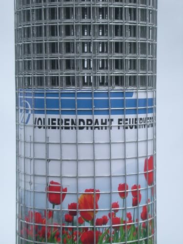 Volierendraht feuerverzinkt Drahtgitter Drahtgeflecht Zaun Maschendrahtzaun Kaninchenzaun Hasendraht Höhe 100 cm/Länge 10 m und 25 m (Maschenweite 12,7x12,7 mm/Länge 25 m) von Profishop-Bremen