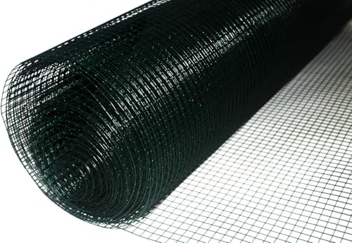 Volierendraht grün beschichtet Drahtgitter Drahtgeflecht Zaun Maschendrahtzaun Kaninchenzaun Hasendraht - 100 cm hoch - 10 Meter lang - Maschenweite 12,7x12,7 mm von Profishop-Bremen
