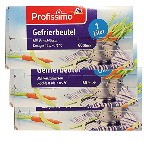 Profissimo Gefrierbeutel 1l, 3er Pack (3 x 60 Stk Box) von Profissimo