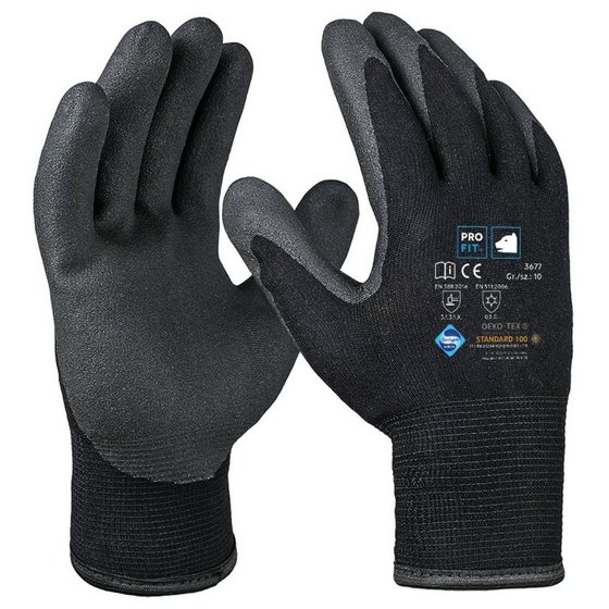 PROFIT - HPT-Polymer-Winterhandschuh,Doppelstrick, schwarz/schwarz, Größe 10, 6 Paar von Profit