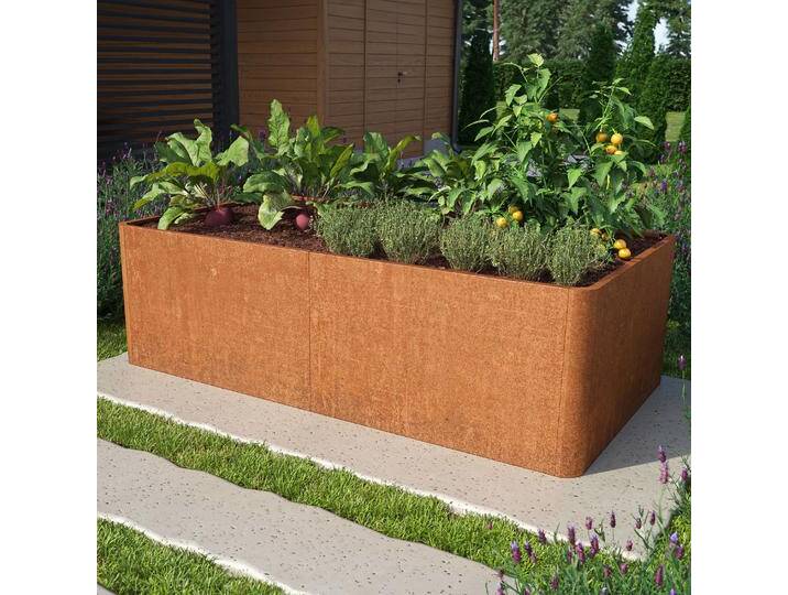 200 x 107 x 60 cm Hochbeet, Cortenstahl, Rost-Optik inkl. Lochboden - (GFPV00821) von Profizelt24