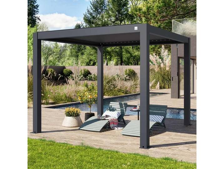 3x3m Pergola in Anthrazit; mit Lamellendach in Anthrazit - (400125) von Profizelt24