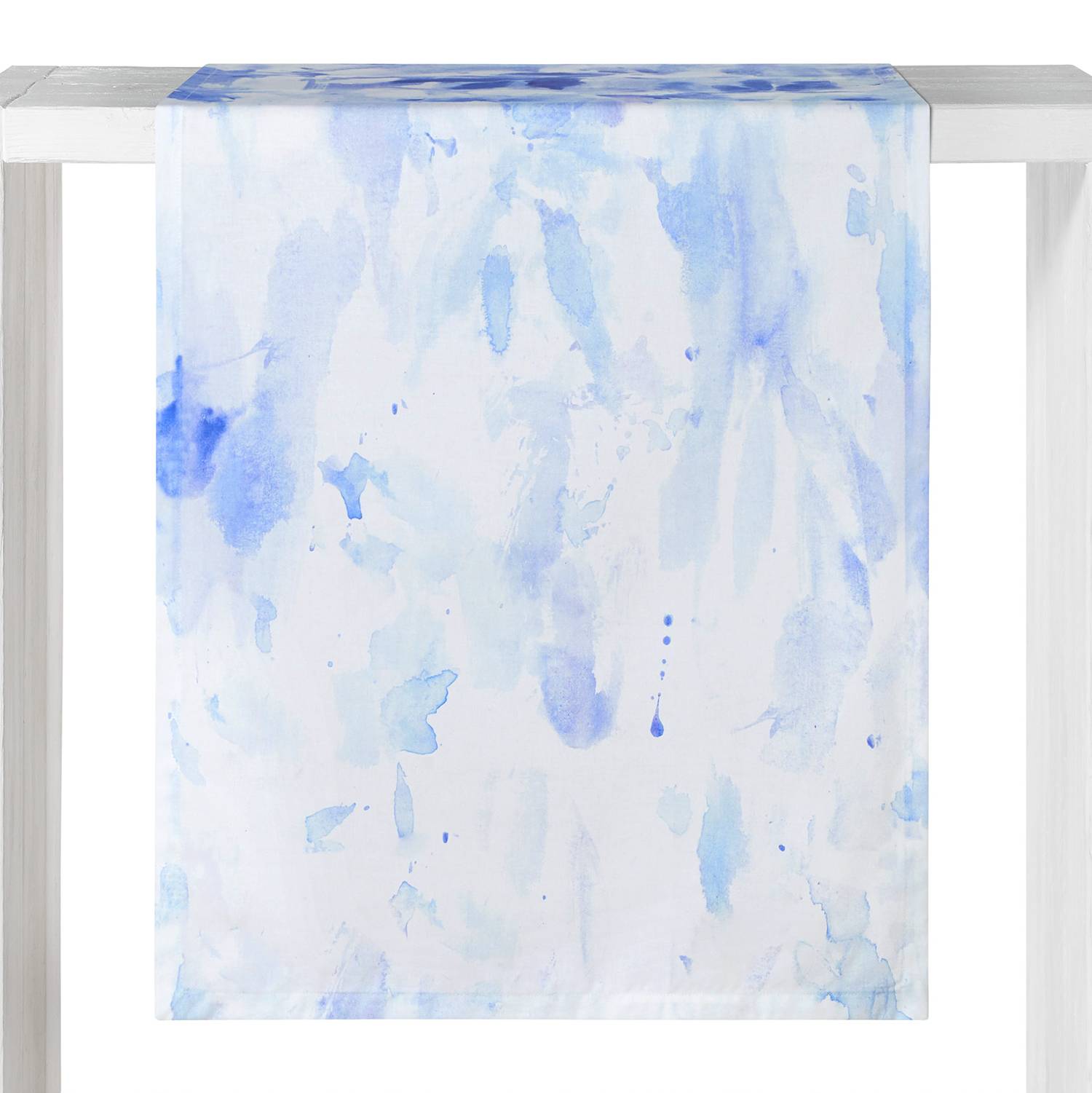 Proflax Tischläufer Aquarella Weiß/Blau Baumwollstoff 50x150 cm (BxT) von Proflax