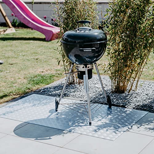PROFOLIO Silber Grillunterlage Für Alle Grills - Bodenschutzmatte als Hitze- und Funkenschutz - Feuerfeste Grillmatte für Gasgrill, Elektrogrill und Holzkohlegrill - 140 x 90 cm - Größe Wählbar von Profolio