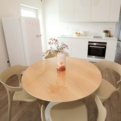 Profolio Tischfolie Rund & Transparent mit abgeschrägter V-Kante - Klare Hochglanz Tischdecke als Tischschutz - Glasklare 2mm Folie für Ihren Tisch - Durchmesser 135 cm von Profolio
