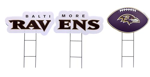 Proformance Home NFL Baltimore Ravens Wordmark & Football 3 Pack Yard Sign Set von Proformance Home