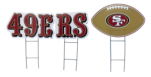 Proformance Home NFL San Francisco 49ers Wordmark & Football 3 Pack Yard Sign Set von Proformance Home