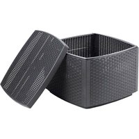 Gartentischchen Faenza, Mehrzweck-Containertisch, niedriger Tisch mit Rattan-Effekt, 100% Made in Italy, Cm 53x53h40, Anthrazit Gartentischchen Faenza, Mehrzweck-Containertisch, niedriger Tisch mit Rattan-Effekt, 100% Made in Italy, Cm 53x53h40, Anthrazit von Progarden