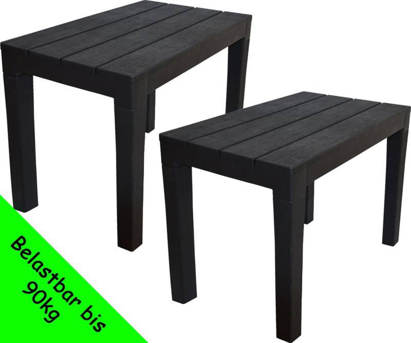 Progarden Gartentisch Gartenbank Beistelltisch Kunststoff Spieltisch 60x40cm Anthrazit (2-St), UV-Beständig, Robust, Wetterfest, Made in Italy, Hochwertig von Progarden