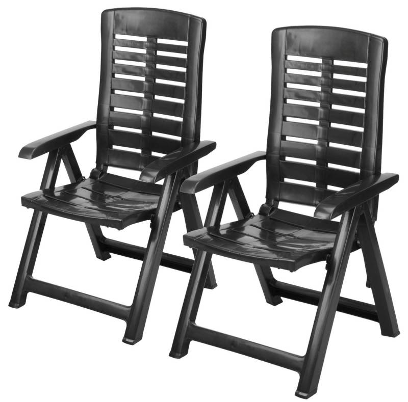 Progarden Gartenstuhl Hochlehner Balkonstuhl Terrassenstuhl Klappstuhl 108x59x56cm Schwarz (Set, 2 St), 2 Personen, Wetterfest, Klappbar, leicht zu verstauen, Robust von Progarden