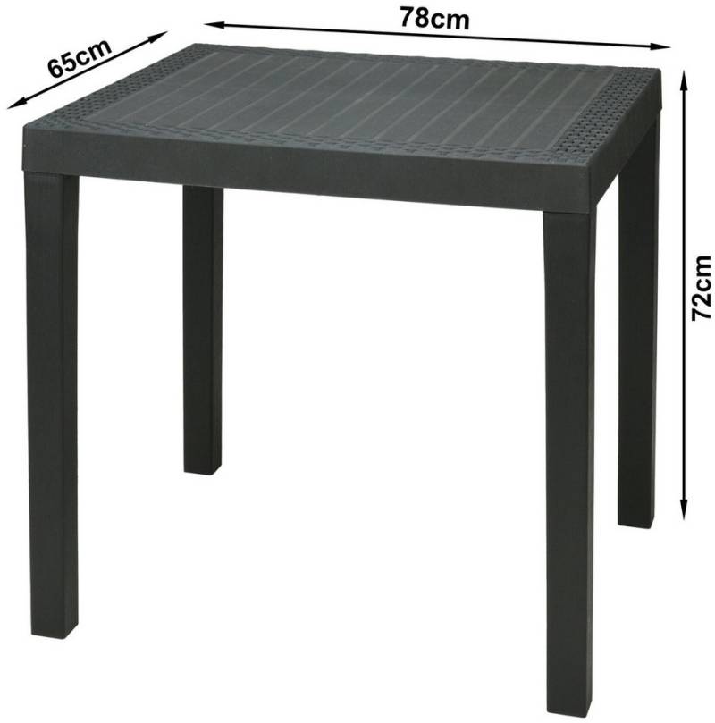 Progarden Gartentisch Balkontisch Terrassentisch Rattanoptik Bistrotisch 78,5x65cm Anthrazit (1-St), UV-Beständig, Robust, Wetterfest, Made in Italy, Hochwertig von Progarden