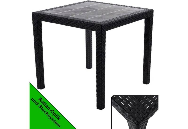 Progarden Gartentisch Balkontisch Terrassentisch Rattanoptik Bistrotisch 80x80cm Anthrazit (Packung, 1-St., 1 Tisch), UV-Beständig, Robust, Wetterfest, Made in Italy, Hochwertig von Progarden